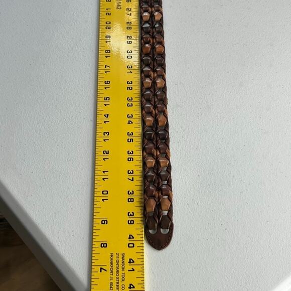 Talbots Womens Belt Brown Tan Braided Leather 90\'s Size Large main image 7